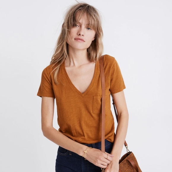 Madewell Tops - Madewell NWT Whisper Crew Neck Tee Golden Pecan size Medium
